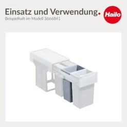 Hailo Inneneimer 10 l 1075969 Kunststoff hellgrau 226 x 156 x 350 mm mit 2 Henkeln