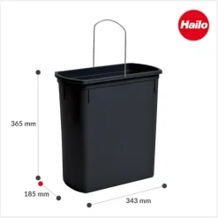 Hailo Inneneimer 18 l 1226239 schwarz 343 x 185 x 365 mm mit Henkel für HAILO Uno