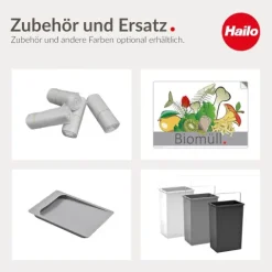 HAILO Inneneimer 10 L 1045639 Terzett Ersatzbehälter Kunststoff dunkelgrau mit hellgrauem Deckel