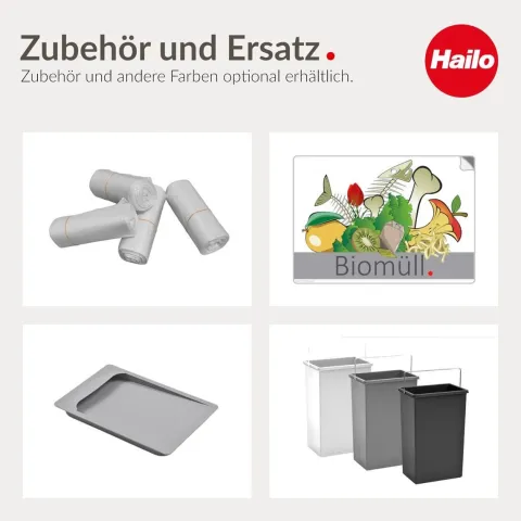 HAILO Inneneimer 10 L 1045639 Terzett Ersatzbehälter Kunststoff dunkelgrau mit hellgrauem Deckel
