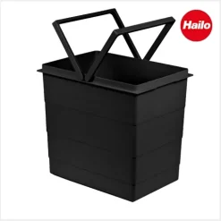 Hailo Inneneimer 18 l 1225939 320 x 226 x 295 mm schwarz mit 2 Henkeln für Raumspar Tandem