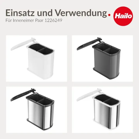 HAILO Inneneimer-Paar 2 x 8 L 1226249 Abfalleimer Kunststoff schwarz für DUO Abfallsammler