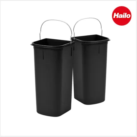 HAILO Inneneimer-Paar 2 x 8 L 1226249 Abfalleimer Kunststoff schwarz für DUO Abfallsammler