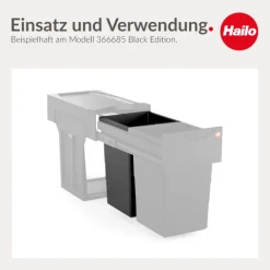 Hailo Inneneimer 1225979 tiefschwarz 15 Liter 226 x 233 x 350 mm