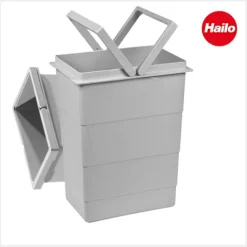 Hailo Inneneimer 1075959 2x8 Liter Ersatzbehälter Kunststoff hellgrau Einbau Müllsystem Küche