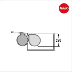 Hailo Mono 3515011 Abfallsammler 15 Liter Edelstahl/reinweiß für 40-90 cm Drehtürschrank