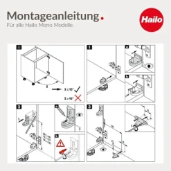 Hailo Mono 3515011 Abfallsammler 15 Liter Edelstahl/reinweiß für 40-90 cm Drehtürschrank