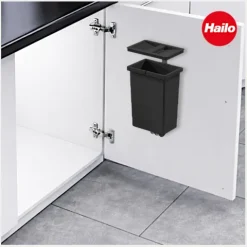 Hailo Multifunktionseimer 8 L 1225959 ReadyBin Abfalleimer Kunststoff schwarz mit Wandhalter