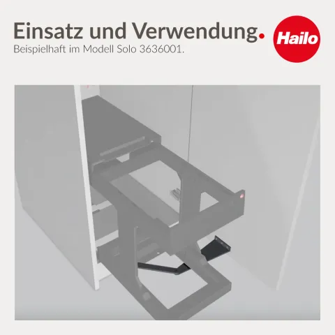 Hailo Solo Swing Ausfahrautomatik 1841119 Mitnehmer dunkelgrau für Küchenunterschrank