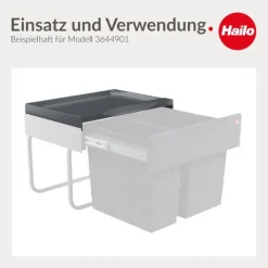 Hailo Systemdeckel 1223579 Ersatzdeckel aus Kunststoff für Abfallbehälter dunkelgrau