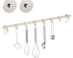 Hakenleiste Wenko Turbo-Loc Premium silber 60 cm mit Adapter und 8 Haken