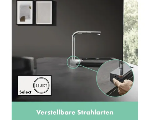 hansgrohe Küchenarmatur AQUNO SELECT M81 chrom mit Multifunktionssieb 73836000