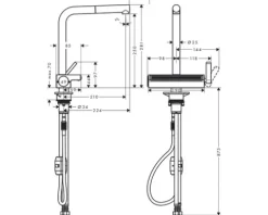 hansgrohe Küchenarmatur AQUNO SELECT M81 chrom mit Multifunktionssieb 73836000