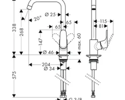 hansgrohe Küchenarmatur FOCUS 260 M41 Eco edelstahl gebürstet 31821800