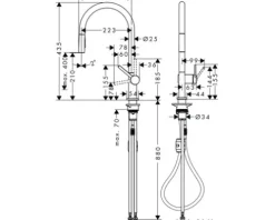 hansgrohe Küchenarmatur mit Ausziehbrause TALIS M54 schwarz matt 72800670