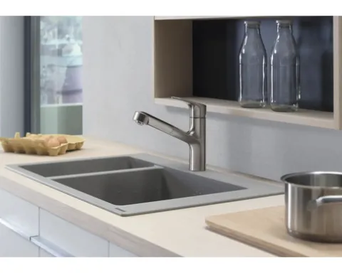 hansgrohe Küchenarmatur mit Ausziehauslauf FOCUS 220 M43 edelstahl gebürstet 71842800