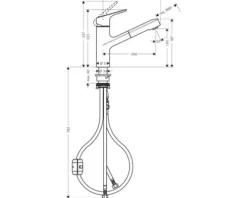 hansgrohe Küchenarmatur mit Ausziehauslauf FOCUS 220 M43 edelstahl gebürstet 71842800