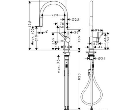 hansgrohe Küchenarmatur mit Ausziehauslauf TALIS M54 chrom 72802000
