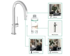 hansgrohe Küchenarmatur mit Filterfunktion AQITTURA M91 chrom mit Filterkopf und Mineralisierungskartusche Harmony mit Filter 76801000
