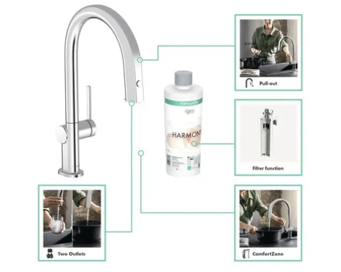 hansgrohe Küchenarmatur mit Filterfunktion AQITTURA M91 chrom mit Filterkopf 76803000