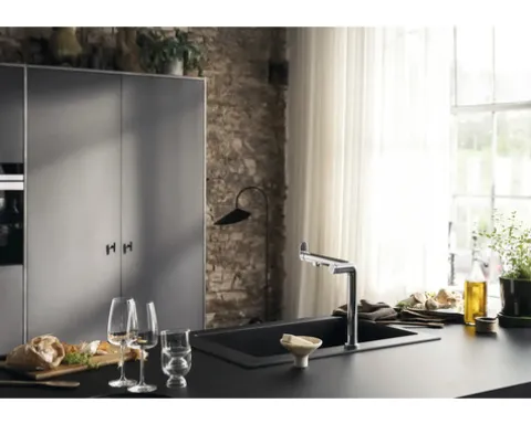 hansgrohe Küchenarmatur mit Filterfunktion AQITTURA M91 FilterSystem 240 chrom mit Filterkopf 76804000