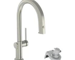 hansgrohe Küchenarmatur mit Filterfunktion AQITTURA M91 edelstahl gebürstet mit Filterkopf 76803800