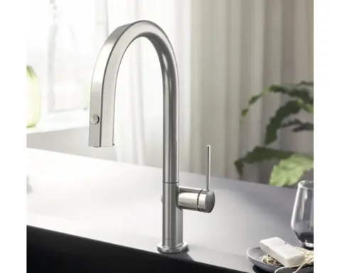 hansgrohe Küchenarmatur mit Filterfunktion AQITTURA M91 edelstahl gebürstet mit Filterkopf 76803800