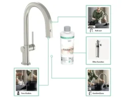 hansgrohe Küchenarmatur mit Filterfunktion AQITTURA M91 edelstahl gebürstet mit Filterkopf 76803800
