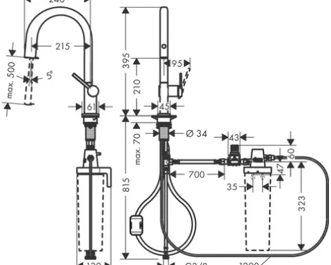 hansgrohe Küchenarmatur mit Filterfunktion AQITTURA M91 schwarz matt mit Filterkopf 76803670