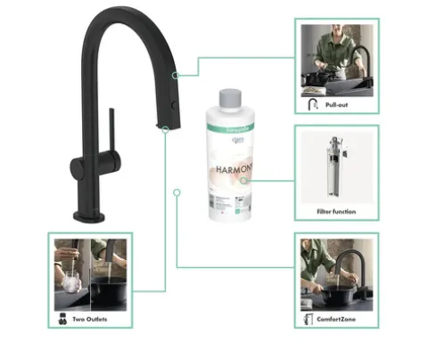 hansgrohe Küchenarmatur mit Filterfunktion AQITTURA M91 schwarz matt mit Filterkopf 76803670