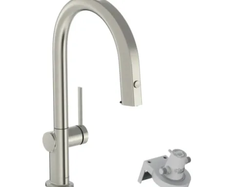 hansgrohe Küchenarmatur mit Filterfunktion AQITTURA M91 edelstahl gebürstet mit Schlauchbox und Filterkopf 76826800