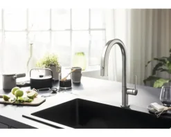 hansgrohe Küchenarmatur mit Filterfunktion AQITTURA M91 edelstahl gebürstet mit Schlauchbox, Filterkopf und Mineralisierungskartusche Harmony mit Filter 76800800
