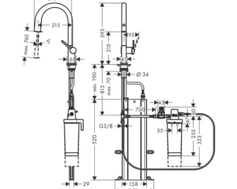 hansgrohe Küchenarmatur mit Filterfunktion AQITTURA M91 edelstahl gebürstet mit Schlauchbox, Filterkopf und Mineralisierungskartusche Harmony mit Filter 76800800