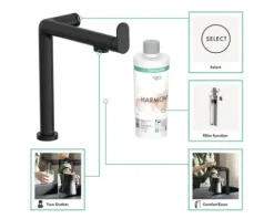 hansgrohe Küchenarmatur mit Filterfunktion AQITTURA M91 FilterSystem 240 schwarz matt mit Filterkopf 76804670