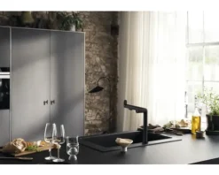 hansgrohe Küchenarmatur mit Filterfunktion AQITTURA M91 FilterSystem 240 schwarz matt mit Filterkopf 76804670