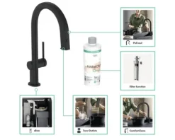 hansgrohe Küchenarmatur mit Filterfunktion AQITTURA M91 schwarz matt mit Schlauchbox und Filterkopf 76826670
