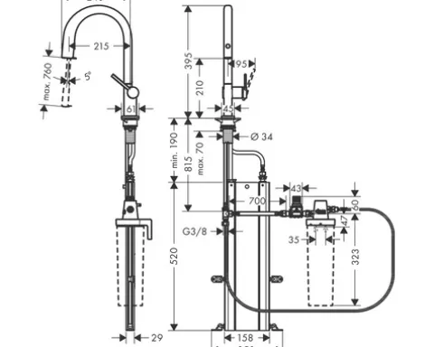hansgrohe Küchenarmatur mit Filterfunktion AQITTURA M91 schwarz matt mit Schlauchbox und Filterkopf 76826670