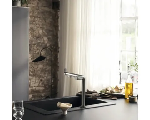 hansgrohe Küchenarmatur mit Filterfunktion AQITTURA M91 FilterSystem 240 edelstahl gebürstet mit Filterkopf, Mineralisierungskartusche Harmony mit Filter 76802800