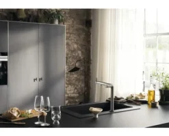 hansgrohe Küchenarmatur mit Filterfunktion AQITTURA M91 FilterSystem 240 edelstahl gebürstet mit Filterkopf, Mineralisierungskartusche Harmony mit Filter 76802800