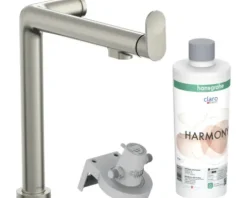 hansgrohe Küchenarmatur mit Filterfunktion AQITTURA M91 FilterSystem 240 edelstahl gebürstet mit Filterkopf, Mineralisierungskartusche Harmony mit Filter 76802800