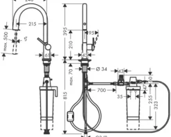 hansgrohe Küchenarmatur mit Filterfunktion AQITTURA M91 schwarz matt mit Filterkopf und Mineralisierungskartusche Harmony mit Filter 76801670
