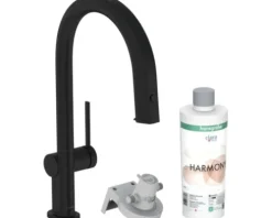 hansgrohe Küchenarmatur mit Filterfunktion AQITTURA M91 schwarz matt mit Filterkopf und Mineralisierungskartusche Harmony mit Filter 76801670