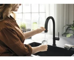 hansgrohe Küchenarmatur mit Filterfunktion AQITTURA M91 schwarz matt mit Filterkopf und Mineralisierungskartusche Harmony mit Filter 76801670