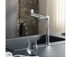 hansgrohe Küchenarmatur mit Filter- und Sprudelfunktion AQITTURA M91 SodaSystem 240 chrom mit Filterkopf, Mineralisierungskartusche Harmony mit Filter, CO2 Flasche und SodaBase ComfortZone 76810000