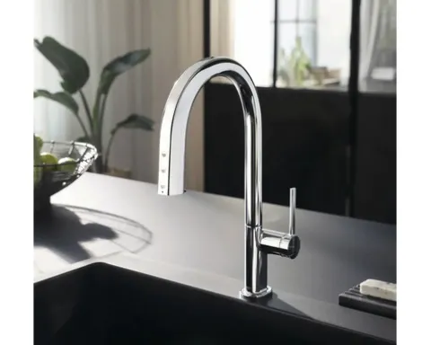 hansgrohe Küchenarmatur mit Filterfunktion SodaSystem AQITTURA M91 chrom mit Schlauchbox, Filterkopf, Mineralisierungskartusche Harmony mit Filter, CO2 Flasche und SodaBase 76806000