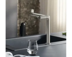 hansgrohe Küchenarmatur mit Filter- und Sprudelfunktion AQITTURA M91 SodaSystem 240 edelstahl gebürstet mit Filterkopf, Mineralisierungskartusche Harmony mit Filter, CO2 Flasche und SodaBase ComfortZone 76810800