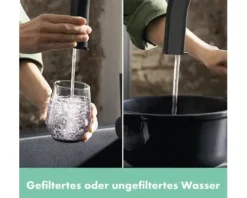 hansgrohe Küchenarmatur mit Filter- und Sprudelfunktion AQITTURA M91 SodaSystem 240 schwarz matt mit Filterkopf, Mineralisierungskartusche Harmony mit Filter, CO2 Flasche und SodaBase ComfortZone 76810670