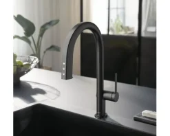 hansgrohe Küchenarmatur mit Filterfunktion SodaSystem AQITTURA M91 schwarz matt mit Schlauchbox, Filterkopf, Mineralisierungskartusche Harmony mit Filter, CO2 Flasche und SodaBase76806670