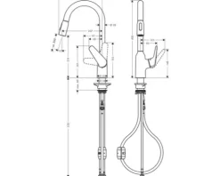 hansgrohe Küchenarmatur mit Handbrause FOCUS 180 220 M42 chrom 71800000
