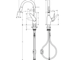 hansgrohe Küchenarmatur mit Handbrause FOCUS 180 M42 edelstahl gebürstet 71801800